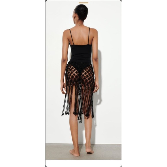 Zara fringed mesh skirt swimsuit cover up - Picture 5 of 10